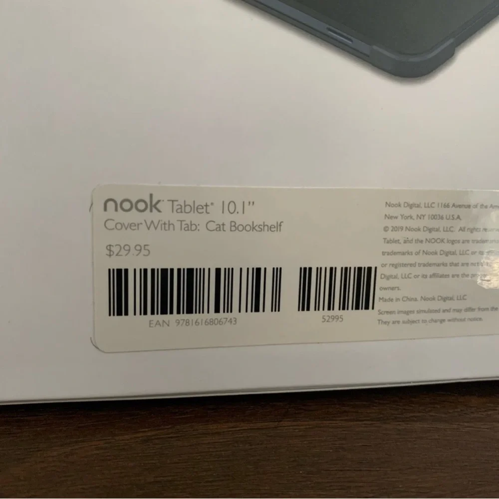 Nook tablet cover 10.1 Nook Cat Bookshelf cover NEW!!